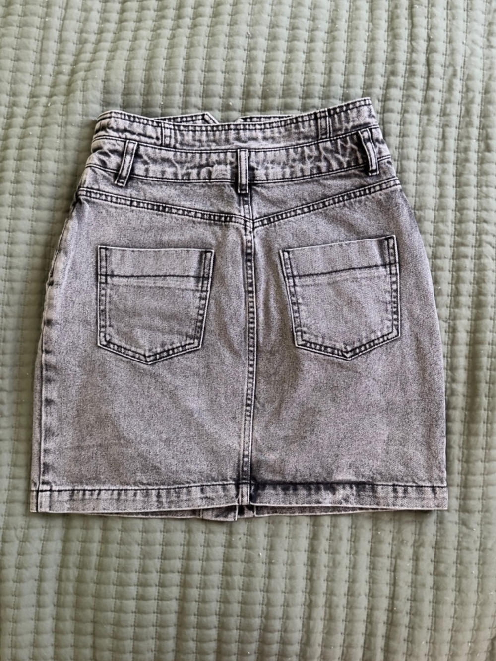 ASOS Grey Button-Front Mini Skirt - Picture 2 of 3